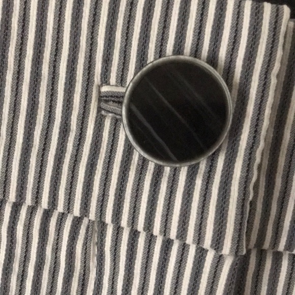 Blue and white striped jean shorts - Picture 2 of 4